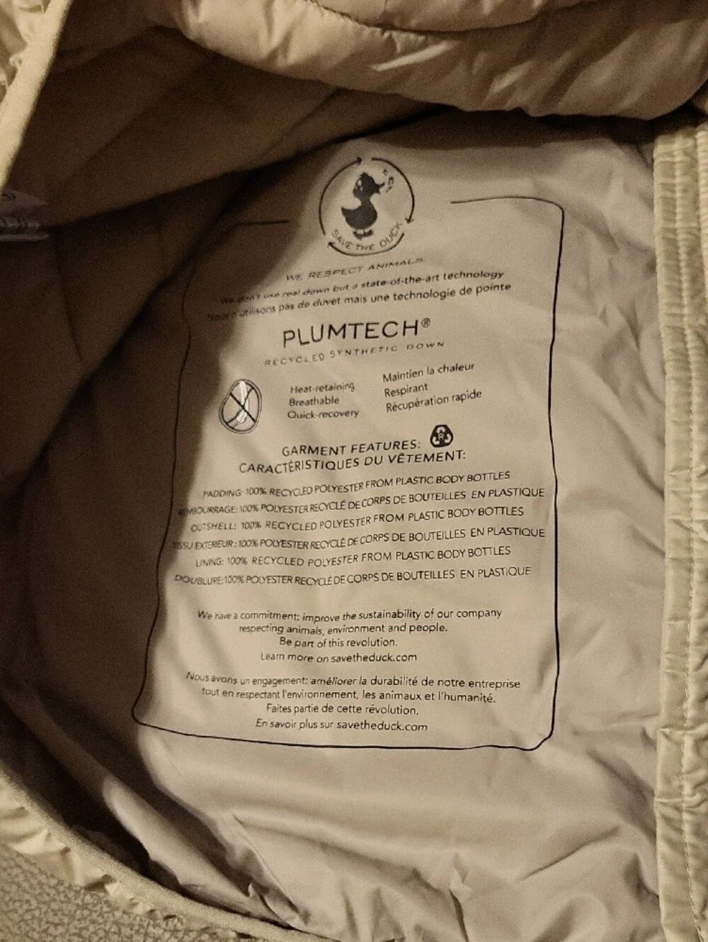 Men's Lightweight Quilted Puffer Jacket - Cream